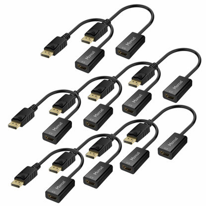 Picture of Moread DisplayPort (DP) to HDMI Adapter, 10 Pack, Gold-Plated Uni-Directional Display Port PC to HDMI Screen Converter (Male to Female) Compatible with HP, Dell, Lenovo, NVIDIA, AMD & More, Passive
