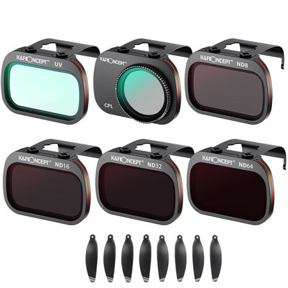 Picture of K&F Concept Mini/Mini 2 Drone Filters Kit (6 Pack), for DJI Mavic Mini/Mini 2 / Mini SE/Mini 2 SE Drone, CPL, UV, ND8, ND16, ND32, ND64 + Propellers Blades Accessories (Aluminum Version)