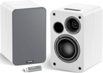 Picture of Saiyin Computer Speakers, 3.5" Powered Bookshelf PC Speakers with Bluetooth 5.0, External 24-bit/96kHz DAC and AUX/Optical/USB Input for Gaming Monitor, Desktop Computer, Laptop, TV, PS5