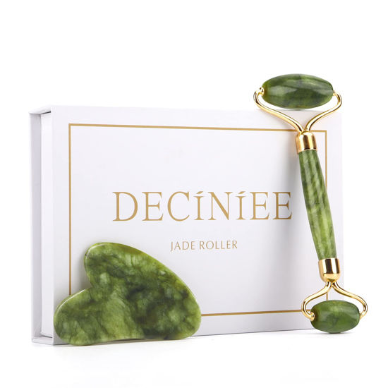 Picture of Deciniee Jade Roller and Gua Sha Set - Beauty Face Massager & Guasha Tool for Eye, Neck, Body - 2 in 1 Skin Care Massage Tools, Muscle Releaxing and Relieve Wrinkles