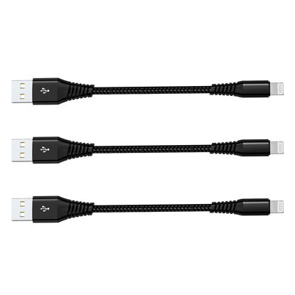 Picture of [Apple MFi Certified] Short iPhone Charging Cable(3Pack 8 Inch),USB to Lightning Charger Cord for Apple,Nylon Braided Fast Charging Data Syncing Cable for iPhone 14/13/12/11/XS/XR/X/8/7/6/iPad/Airpods