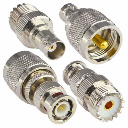 Picture of onelinkmore BNC to UHF 4 Type RF Connector Kit Coaxial BNC Male Female to UHF Male Female RF BNC UHF Radios Adapter Kit for Antennas Wireless LAN Devices Wi-Fi Radios External Antenna…
