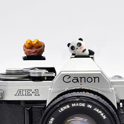 Picture of ZOSTLAND Lovely SLR Camera Hot Shoe Boot Cover Cap,Cuddly Shoe Protector,Compatible with Fuji Canon Nikon Pentax Leical. (Panda + Bird)
