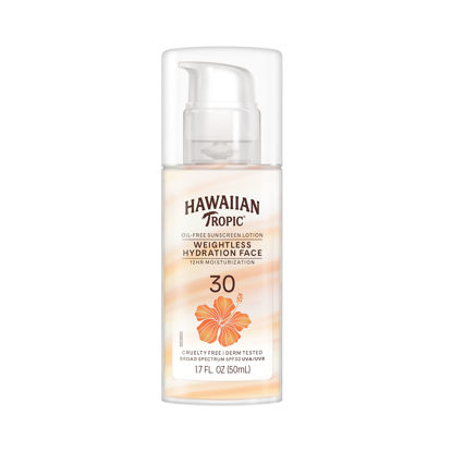Picture of Hawaiian Tropic Weightless Hydration Lotion Sunscreen for Face SPF 30, 1.7oz | Travel Size Face Sunscreen, Oil Free, Sunblock Face, Mini Sunscreen SPF 30, 1.7oz