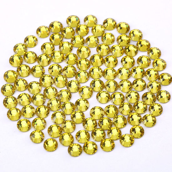 Picture of Novani Lemon Yellow Rhinestones, Flatback Crystal Loose Gemstones 1440pcs Glass Rhinestones for Clothes Shoes Crafts Makeup Nail Art and DIY Decorations(SS12, Citrine)