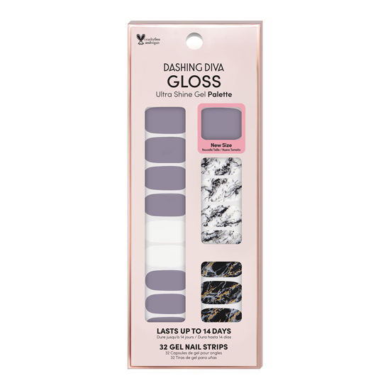 Picture of Dashing Diva Gloss Nail Strips - Natural Wonder | UV Free, Chip Resistant, Long Lasting Gel Nail Stickers | Contains 32 Nail Wraps, 1 Prep Pad, 1 Nail File
