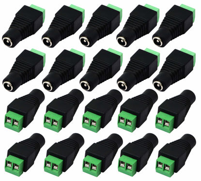 Picture of zdyCGTime DC 5.5 X 2.1mm Adapter 2.1 X5.5mm Female Barrel Power Jack to 2 Pin/Way Female Bolt Screw Type terminals Adapter Connector for CCTV Security Camera, LED Strip Light (20pack Female)