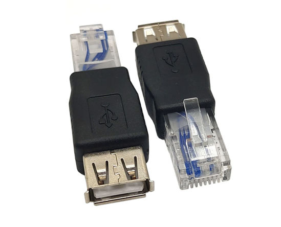 Picture of Haokiang (2-Pack) USB - RJ45, USB2.0 A Female to RJ45 Ethernet Male AF-8P8C Connector, USB Transfer Network Plug Adapter