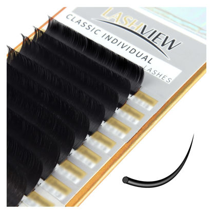 Picture of LASHVIEW 0.15 Eyelash Extensions Premium Single &Classic Lashes,0.15 Thickness D+ Curl 8-15mm Mixed Tray,Natural Semi Permanent Eyelashes,Soft Application-Friendly