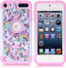 Picture of Apple iPod Touch 6,7th Case, iPod 7th Case, Rainbow Unicorn Pattern Shockproof Studded Rhinestone Crystal Bling Hybrid Case Silicone Protective Armor for Apple iPod Touch 6 7th Generation