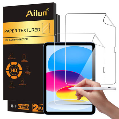 Picture of Ailun Paper Textured Screen Protector for iPad 10th Generation [10.9 Inch] [2022 Release] 2 Pack Draw and Sketch Like on Paper Textured Anti Glare Less Reflection [Not for iPad Air 10.9 Inch]