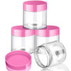 Picture of 4 Pieces Round Clear Wide-mouth Leak Proof Plastic Container Jars with Lids for Travel Storage Makeup Beauty Products Face Creams Oils Salves Ointments DIY Making or Others (Pink, 2 Ounce)