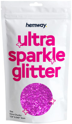 Picture of Hemway Premium Ultra Sparkle Glitter Multi Purpose Metallic Flake for Arts Crafts Nails Cosmetics Resin Festival Face Hair - Rose Pink - Extra Chunky (1/24" 0.040" 1mm) 100g / 3.5oz