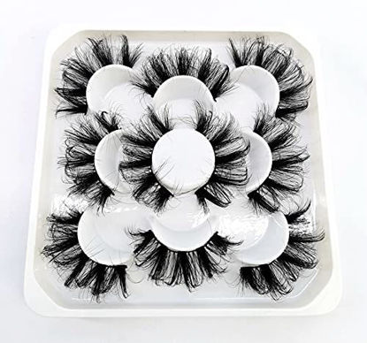 Picture of HBZGTLAD new 5 Pairs 25 mm 3d Mink Lashes Bulk Faux with Custom Natural Mink Lashes Pack Short Wholesales Natural False Eyelashes (QZ-01)