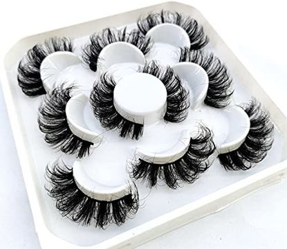 Picture of HBZGTLAD new 5 Pairs 25 mm 3d Mink Lashes Bulk Faux with Custom Natural Mink Lashes Pack Short Wholesales Natural False Eyelashes (QZ-04)
