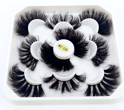 Picture of HBZGTLAD new 5 Pairs 25 mm 3d Mink Lashes Bulk Faux with Custom Natural Mink Lashes Pack Short Wholesales Natural False Eyelashes (9D-03#)