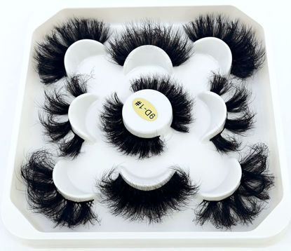 Picture of HBZGTLAD new 5 Pairs 25 mm 3d Mink Lashes Bulk Faux with Custom Natural Mink Lashes Pack Short Wholesales Natural False Eyelashes (9D-01#)