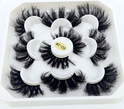 Picture of HBZGTLAD new 5 Pairs 25 mm 3d Mink Lashes Bulk Faux with Custom Natural Mink Lashes Pack Short Wholesales Natural False Eyelashes (9D-02#)