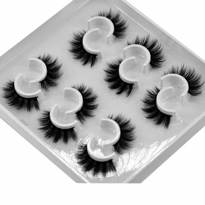 Picture of HBZGTLAD 5pairs/6 Pairs Fluffy False Eyelashes Natural Faux Mink Strip 3D Lashes Pack (MDF-4)