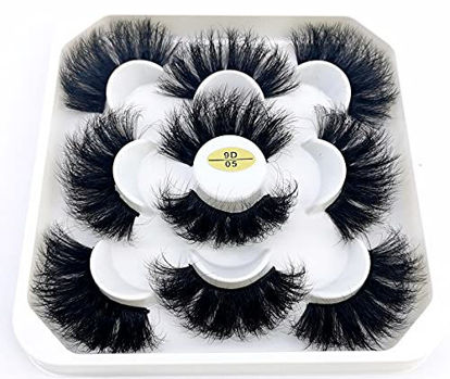 Picture of HBZGTLAD new 5 Pairs 25 mm 3d Mink Lashes Bulk Faux with Custom Natural Mink Lashes Pack Short Wholesales Natural False Eyelashes (9D-05)