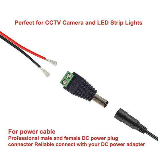 Cavi Pigtail DC 5.5x2.1mm - 20 Pezzi Maschio/Femmina Per Alimentazione CCTV E LED | 12V 5A - Foto 9