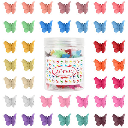 Picture of 50 Pieces Beautiful Butterfly Hair Clips Mini Hair Clips for Tiweio, Mini Cute Clips Hair Accessories for Hair 90s Girls Women with Box Packaged, 18 Assorted Colors