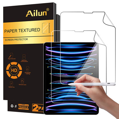 Picture of Ailun Paper Textured Screen Protector for iPad Pro 12.9 Inch Display [2022 & 2021 & 2020 & 2018 Release] 2Pack Draw and Sketch Like on Paper Textured Anti Glare Less Reflection