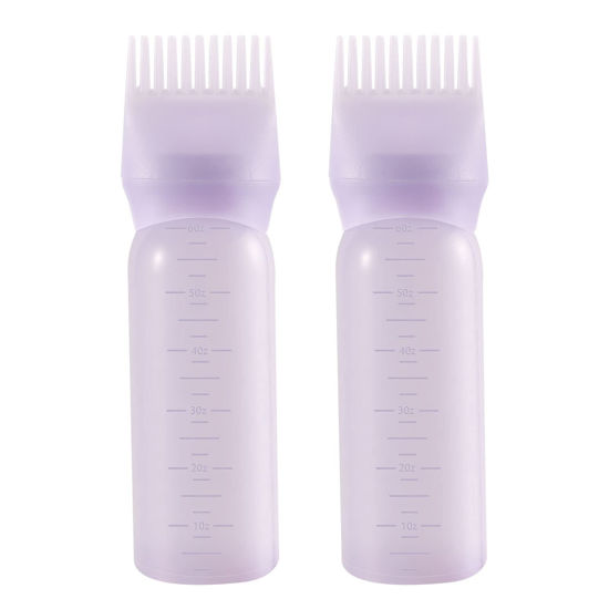 Picture of Root Comb Applicator Bottle, 6 Ounce, Oil Applicator for Hair Dye, Bottle Applicator Brush with Graduated Scale, Purple, 2 Pack
