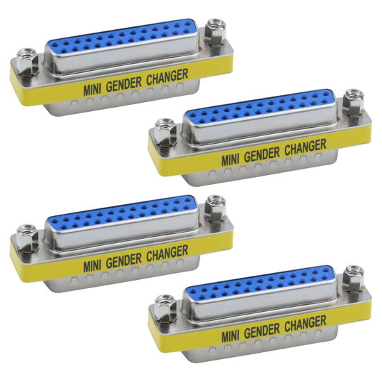 Picture of Antrader 25 Pin VGA SVGA KVM Male to Female M/F Mini Gender Changer Coupler Adapter DB25 Cable Converter Parallel DSUB Connector for PC Pack of 4