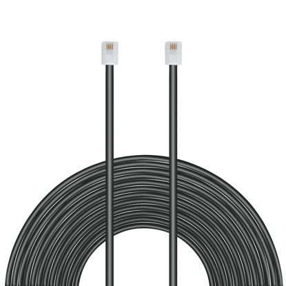 Picture of Uvital 33 Feet Telephone Landline Extension Cord Cable Line Wire with Standard RJ-11 6P4C Plugs(10M,1Pack) (Black)