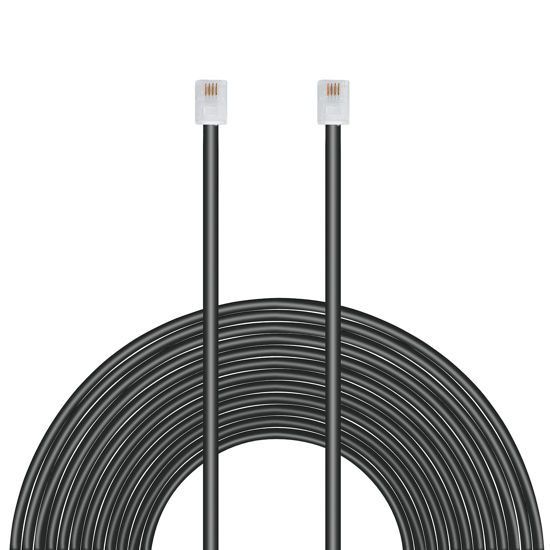 Picture of Uvital 33 Feet Telephone Landline Extension Cord Cable Line Wire with Standard RJ-11 6P4C Plugs(10M,1Pack) (Black)