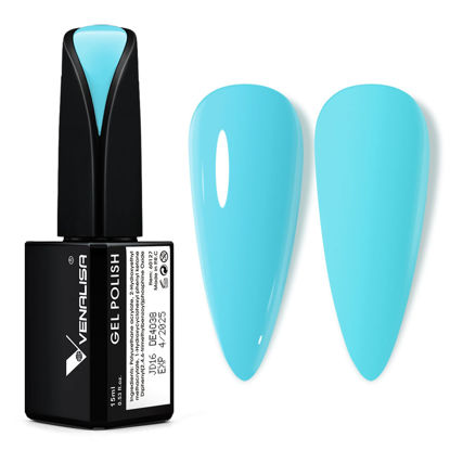 Picture of VENALISA 15ml Gel Nail Polish, JD16 Blue Color Soak Off UV LED Nail Gel Polish Nail Art Starter Manicure Salon DIY at Home, 0.53 OZ
