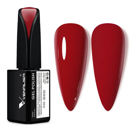 Picture of VENALISA 15ml Gel Nail Polish, Carmine Red Color Soak Off UV LED Nail Gel Polish Nail Art Starter Manicure Salon DIY at Home, 0.53 OZ