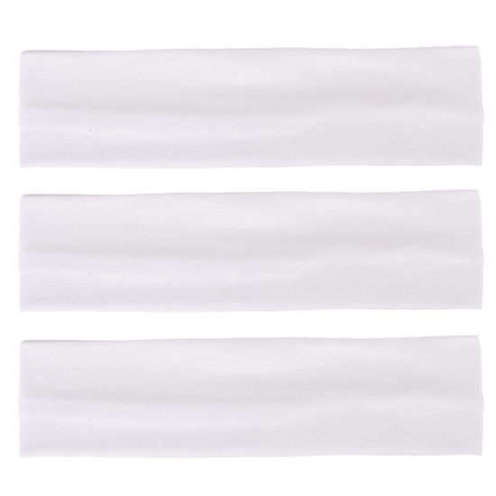 Picture of MapofBeauty 3 Pack Yoga Headbands Stretchy Cotton Head Band Hairwarp Sports Running Exercise Gym (White)
