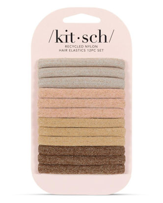 Picture of Kitsch Hair Ties for Women | Hair Bands for Women's Hair & Ponytail Holders for All Hair Types | Hair Ties for Thick Hair & Rubber Bands for Hair | Hair Band, Elastic Black Hair Tie & Hair Elastics (Neutral (Pack of 12))
