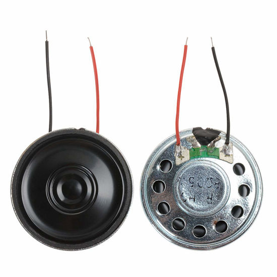 Picture of YXQ 0.5W 8 Ohm Micro Internal Speaker Magnet Loudspeaker 30mm Dia Round Metal Shell with Wire DIY Slim for PC Laptop DVD/EVD(4Pcs)