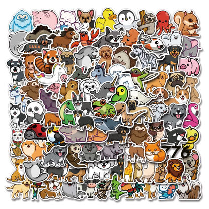 Picture of 100Pcs Cute Animal Stickers,Vinyl Waterproof Stickers for Laptop,Bumper,Skateboard,Water Bottles,Computer,Phone, Cute Animal Stickers for Kids Teens (Cute Animal 100pcs Stickers)