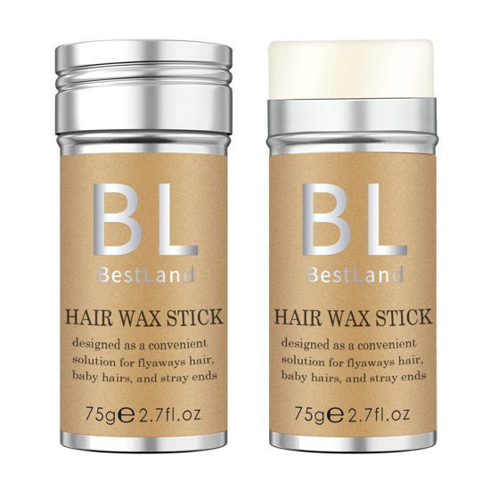 Picture of BestLand Hair Wax Stick, Flyaways Hair Stick Non-greasy Styling Wax Stick for Hair Edge Control Hair Finishing Slick Wax Stick Flyaways Edge Frizz Baby Hairs (2.7 Ounce(Pack of 2))