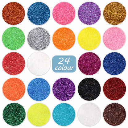 Picture of Fine Glitter 24 Colors Craft Glitter for Resin Makeup for Body Nail Face Hair Eyeshadow Lip Gloss Making
