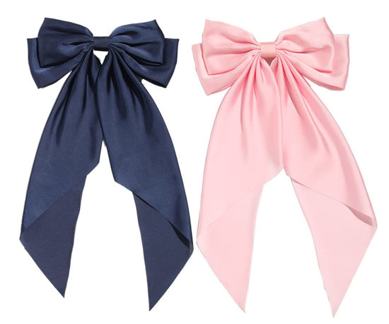 Girls pink Big Hair Bow Ties Hair Clips Satin Two Layer Bow for