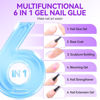 Picture of Gelike EC 6 in 1 Gel Nail Glue for Clear Acrylic Nails Long Lasting, Curing Needed UV Extension Glue for Clear False Nail Tips and Clear Press on Nails, Nail Repair Treatment