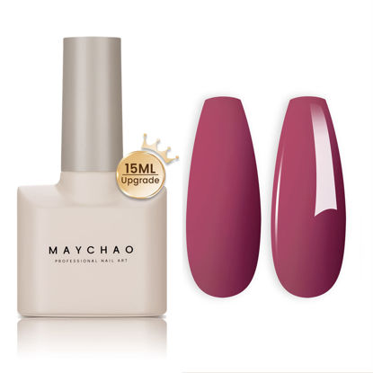 Picture of MAYCHAO 15ML Gel Nail Polish 1Pc Vino Red Nail Polish Soak Off UV LED Nail Gel Polish Nail Art Starter Manicure Salon DIY at Home, 0.5 OZ