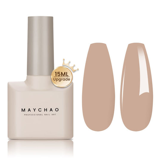 Picture of MAYCHAO 15ML Tea with Milk Gel Nail Polish 1Pc Creamy Tea Gel Polish Soak Off UV LED Nail Polish Nail Art Starter Manicure Salon DIY at Home, 0.5 OZ