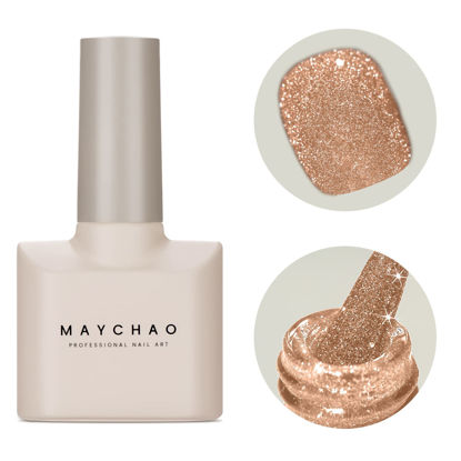 Picture of MAYCHAO 15ML Gel Nail Polish 1Pc Nail Polish Soak off Gel Polish Nail Art Manicure Salon DIY at Home (Champagne Gold)