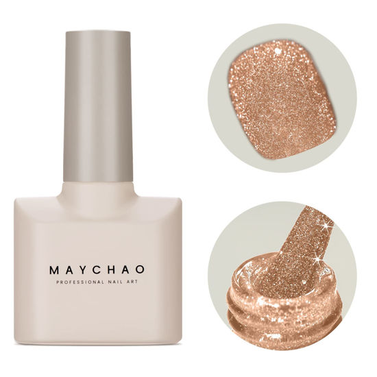 Picture of MAYCHAO 15ML Gel Nail Polish 1Pc Nail Polish Soak off Gel Polish Nail Art Manicure Salon DIY at Home (Champagne Gold)