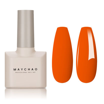 Picture of MAYCHAO 15ML Neon Orange Gel Nail Polish 1Pc Bright Orange Gel Polish Soak Off UV LED Nail Polish Nail Art Starter Manicure Salon DIY at Home, 0.5 OZ