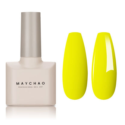 Picture of MAYCHAO 15ML Neon Yellow Gel Nail Polish 1Pc Bright Yellow Gel Polish Soak Off UV LED Nail Polish Nail Art Starter Manicure Salon DIY at Home, 0.5 OZ