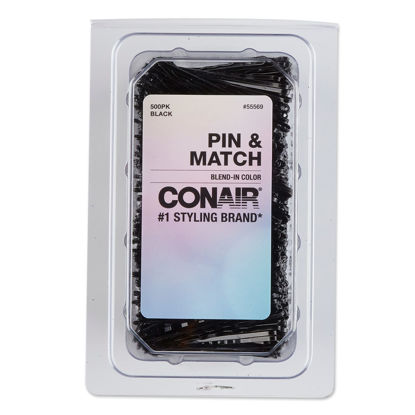 Picture of Conair Bobby Hair Pins, Black Bobby Pins in Storage Tub, 500 Pack