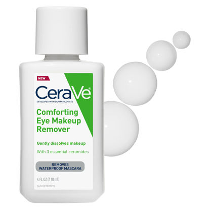 Picture of CeraVe Eye Makeup Remover with Hyaluronic Acid and Ceramides |Waterproof, Non-Comedogenic, Fragrance Free, Non-Greasy & Ophthalmologist Tested | 4 Ounces