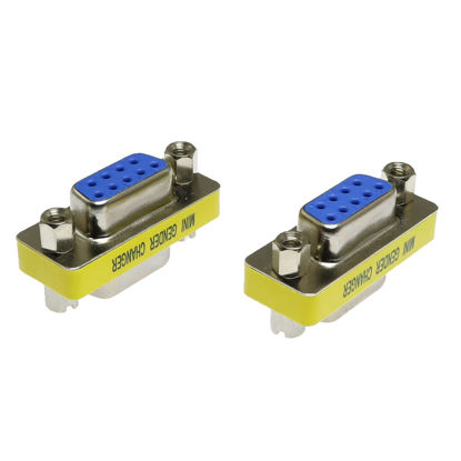 Picture of RLECS 2pcs DB9 9Pin RS232 Serial Cable Female to Female Mini Gender Changer Adapter Coupler Connector